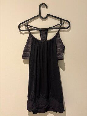 Lululemon No Limits Tank Black Space Dye Built-In Bra